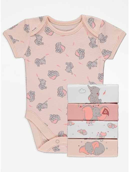 Pink Dumbo Bodysuits 5 pack