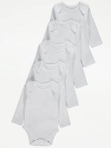 White Long Sleeve Bodysuits 5 pack