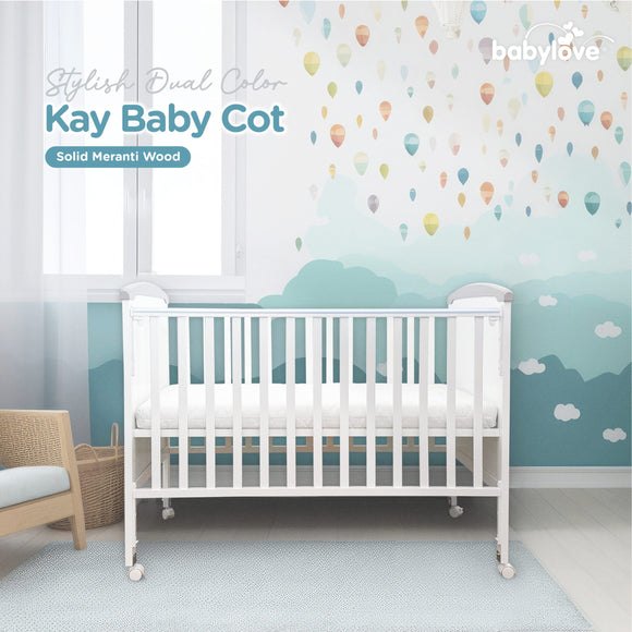 Babylove Solid Meranti Wood Babycot with Latex Mattress