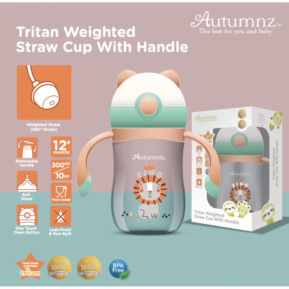 Autumnz Tritan Weighted Straw Cup with Handle 300ml