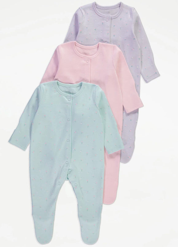 Pastel Floral Sleepsuits 3 Pack