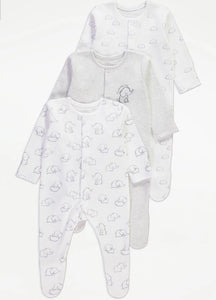 Elephant Cloud Sleepsuits 3 Pack