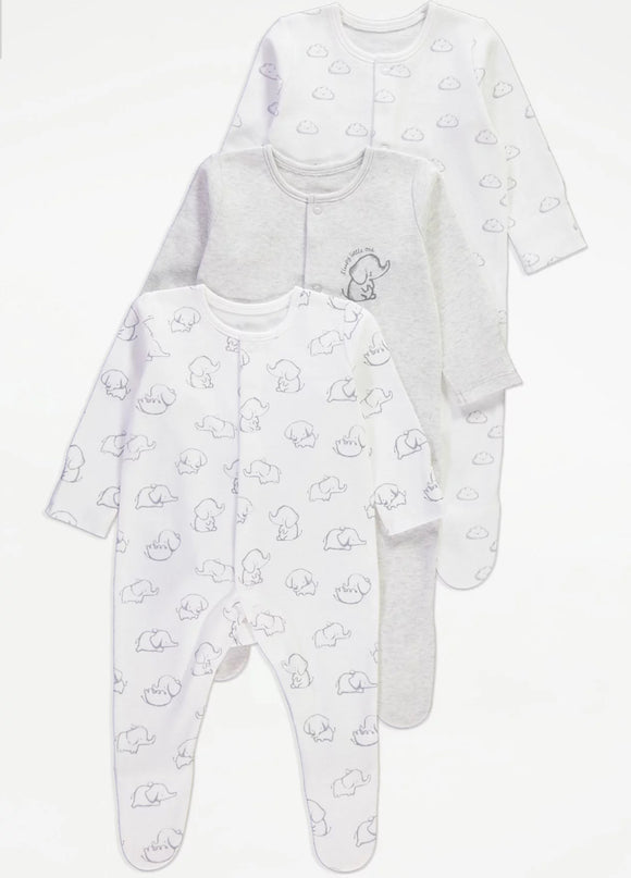 Elephant Cloud Sleepsuits 3 Pack