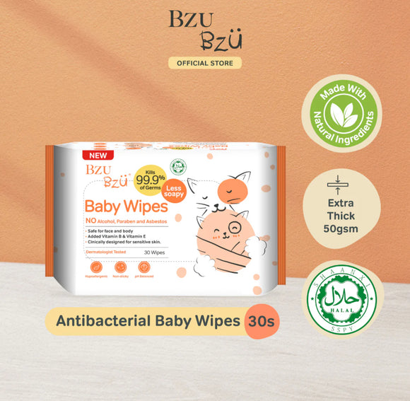 Bzu Bzu Antibacterial Baby Wet Wipes 30s