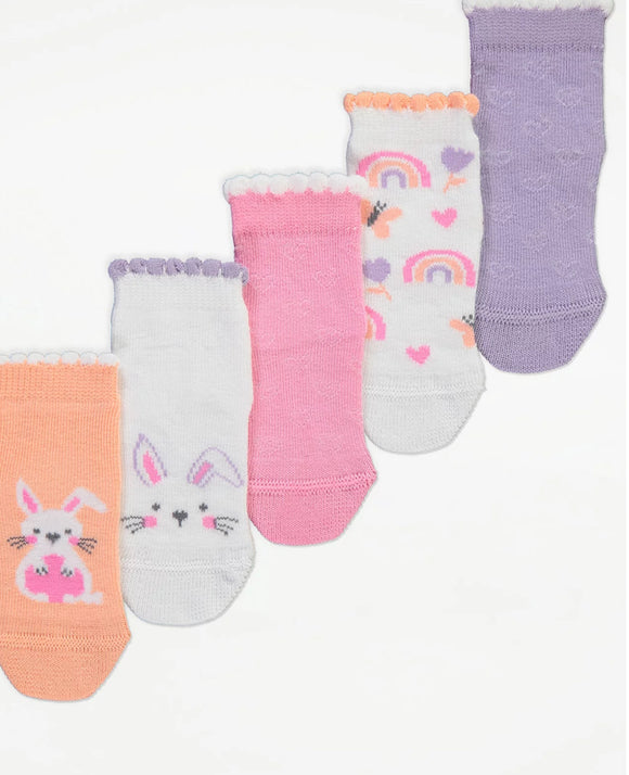 Bunny Heart Socks 5 pack