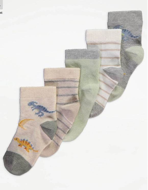Dinosaur Stripe Socks 5 pack