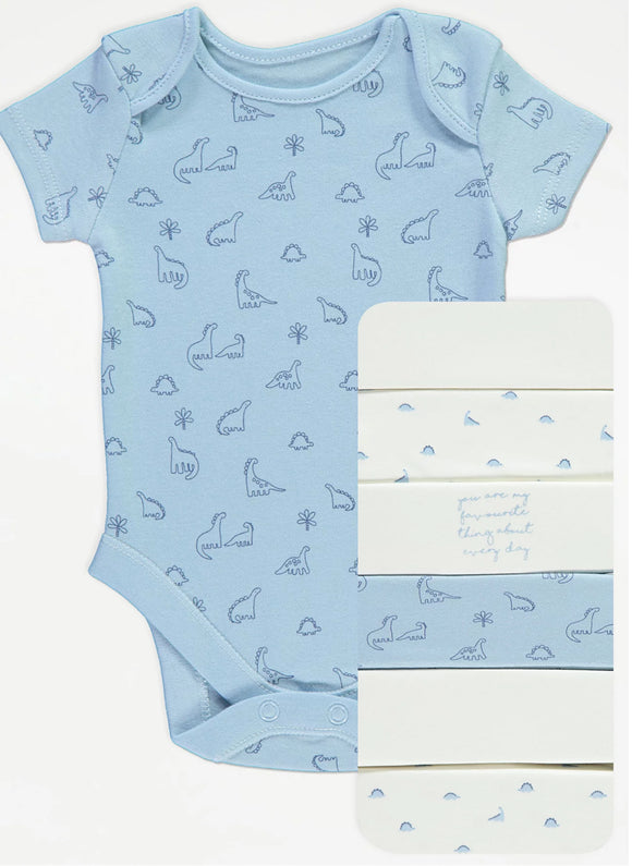 Blue Dinosaur Bodysuits 7 Pack