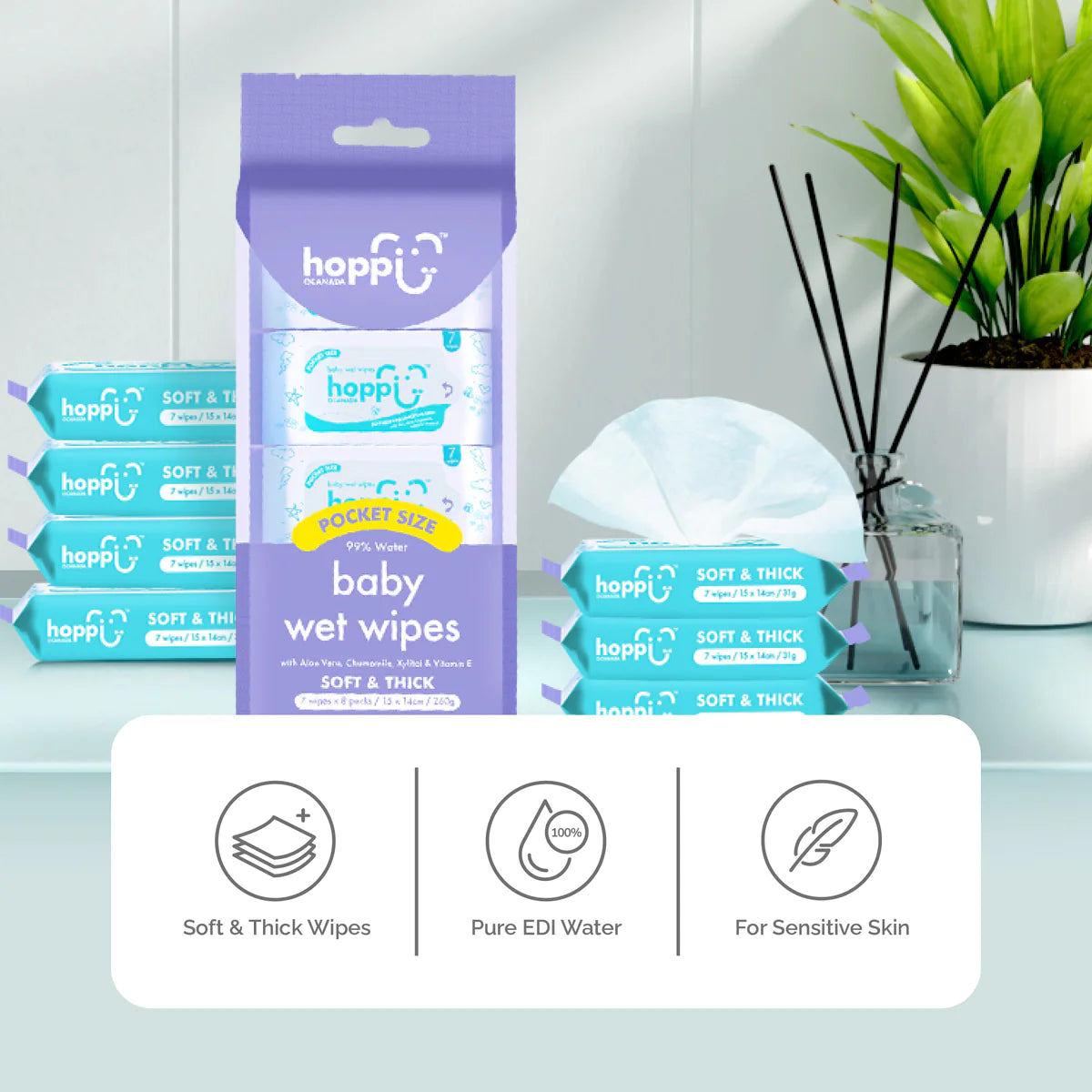 Hoppi Mini Wet Wipes (7's x 8) –