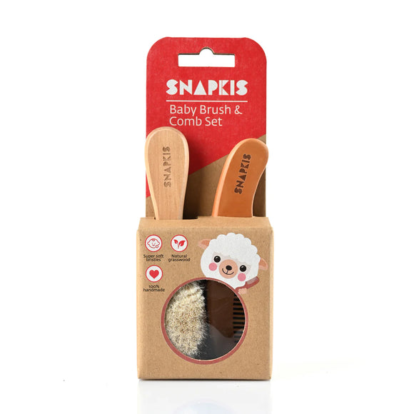 Snapkis Wooden Brush and Comb Set