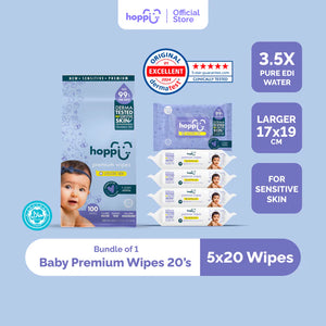 Hoppi Premium Wet Wipes (20’s x 5)