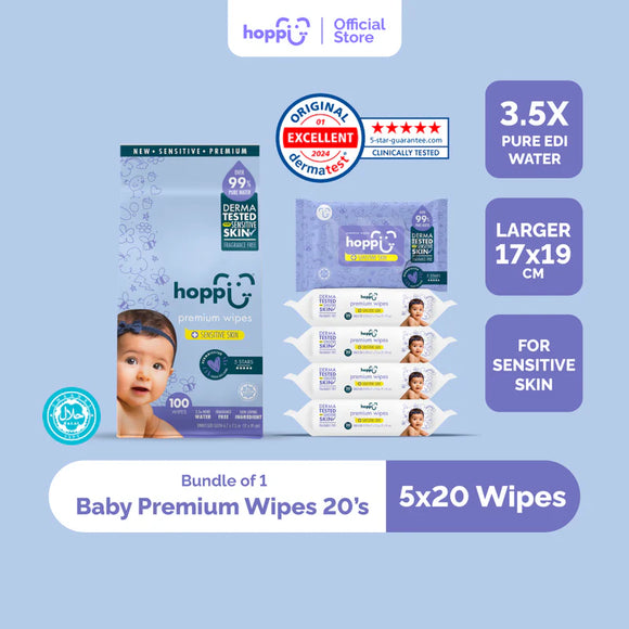 Hoppi Premium Wet Wipes (20’s x 5)