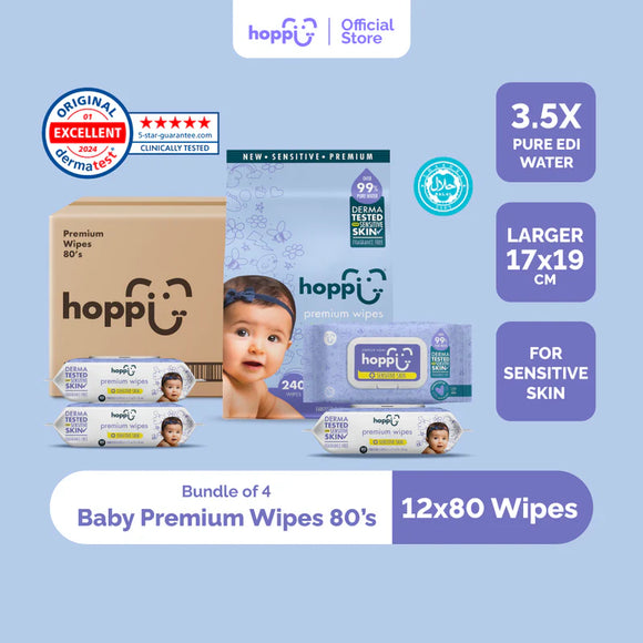 Hoppi [Carton] Premium Wet Wipes (80’s x 3)
