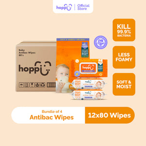 Hoppi [Carton] Antibacterial Wipes (80’s x 3)