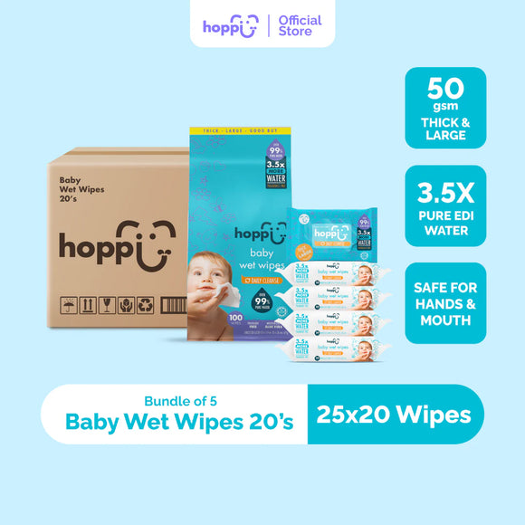 Hoppi [Carton] Water Wet Wipes (20’s x 5)