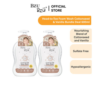 Bzu Bzu Baby Head to Toe Oat Cottonseed & Vanilla Baby Wash (600ml)