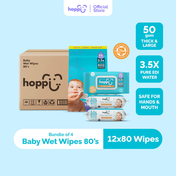 Hoppi [Carton] Water Wet Wipes (80’s x 3)