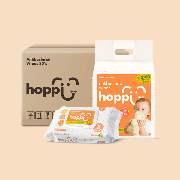 Hoppi [Carton] Antibacterial Wipes (80’s x 3)