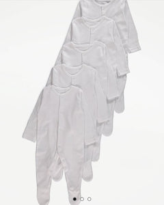 White Sleepsuits 5 pack