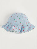 Blue Strawbery Print Reversible Sun Hat