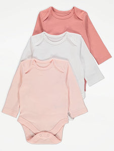 Pink Long Sleeve Bodysuits 3 pack